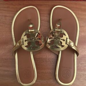 Tory Burch Miller Gold and Tan Size 6